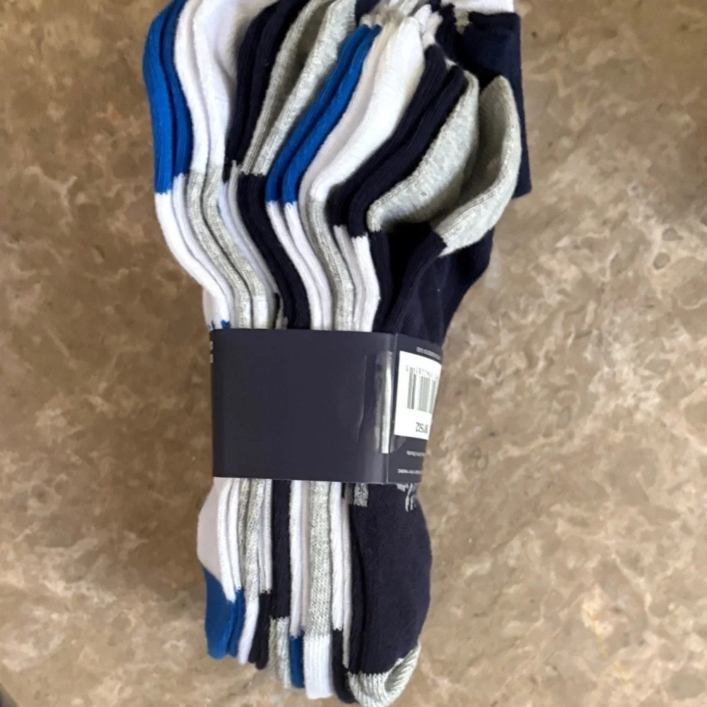 GAP Kids Cotton Quarter Socks - White, Blue, and Gray